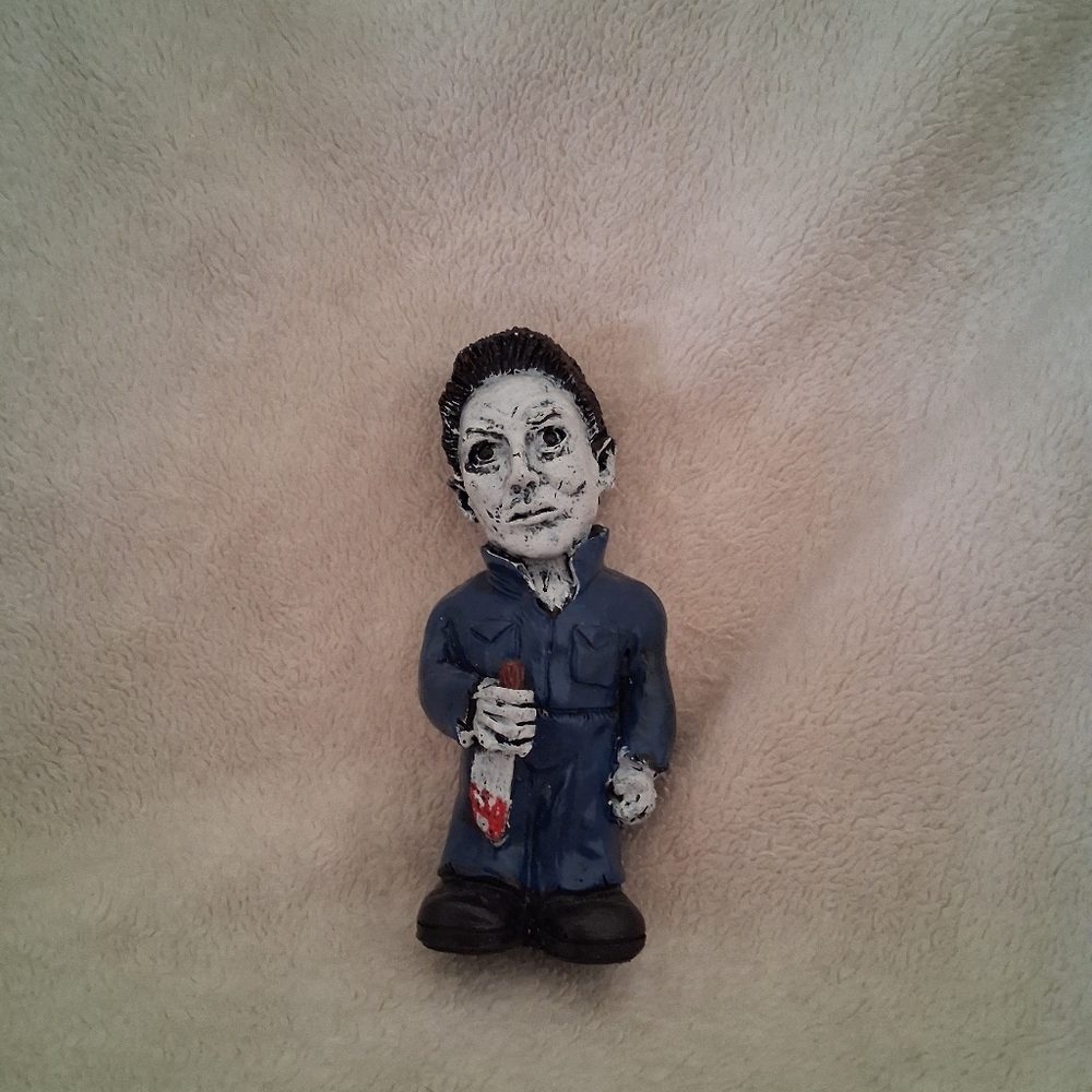 Horror Movie Figurine with Blue Outfit Mini Garden Gnome